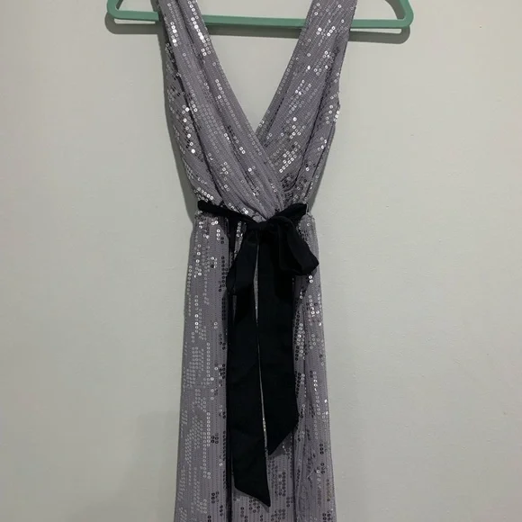 Express Silver Sequined Party Dress - Picture 2 of 5